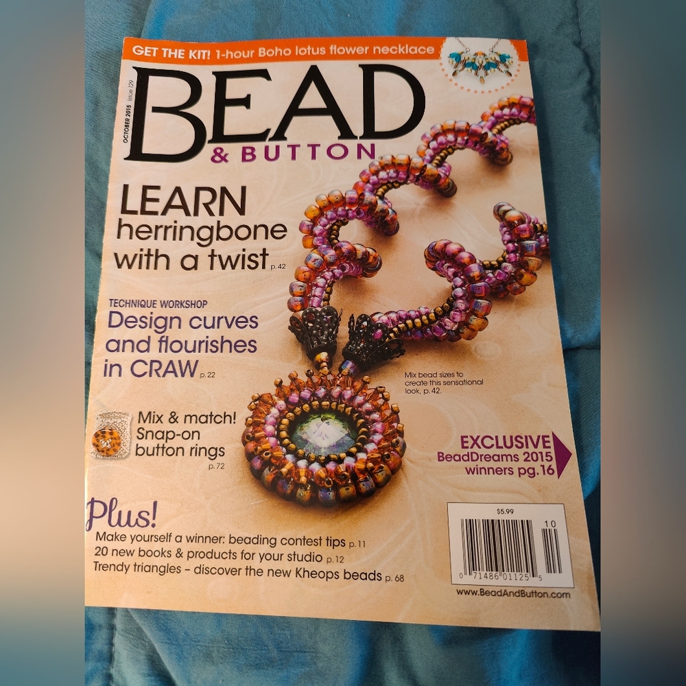 Bead And Button Magazine, October 2015, New
